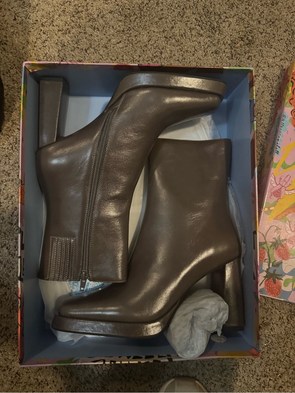 JEFFREY CAMPBELL Women's grey Leather High Block Heel Ankle Boots